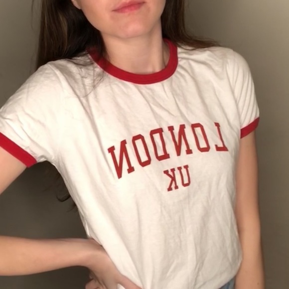 Rare Brandy Melville London UK Red Ringer Tee - Picture 4 of 4